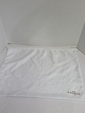 Coach White Satin Drawstring Dust Bag with Brown Logo *GUC*